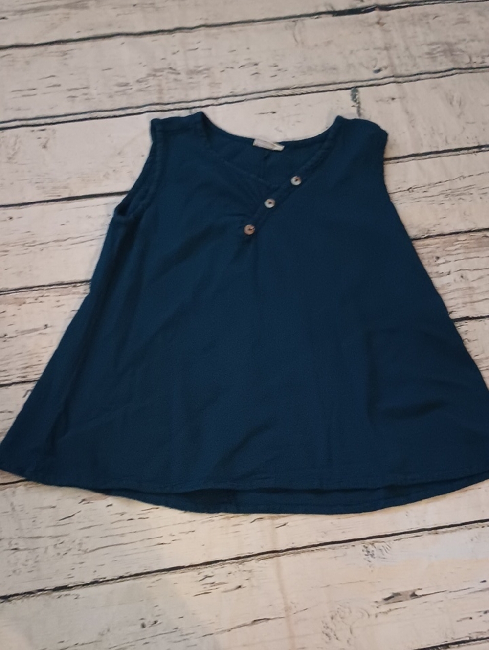 Cottonways Blue Button Accent Neckline Tank Top 2 L